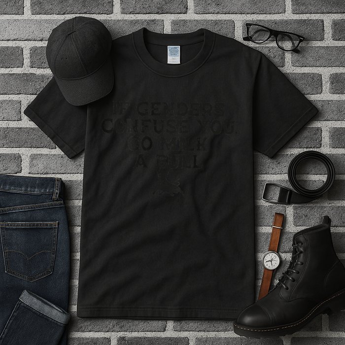 On The Back If Genders Confuse You Go Milk A Bull Meme Tall T-Shirt