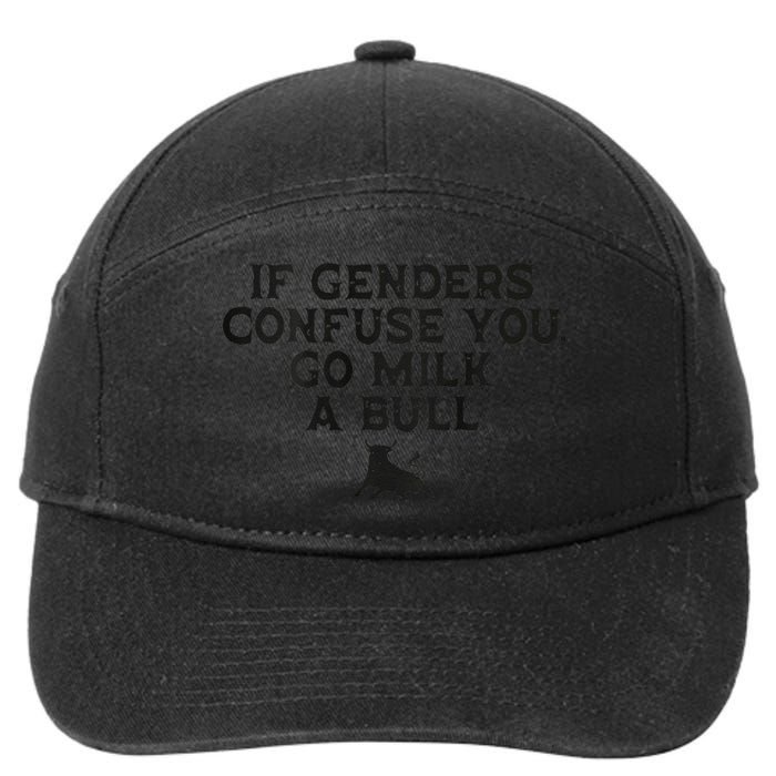 On The Back If Genders Confuse You Go Milk A Bull Meme 7-Panel Snapback Hat