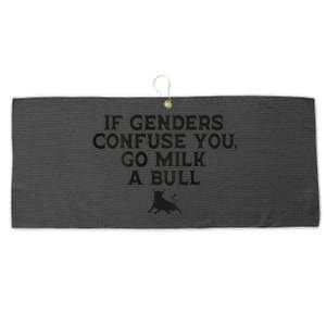 On The Back If Genders Confuse You Go Milk A Bull Meme Large Microfiber Waffle Golf Towel