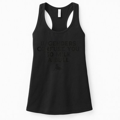 On The Back If Genders Confuse You Go Milk A Bull Meme Womens Tank Top