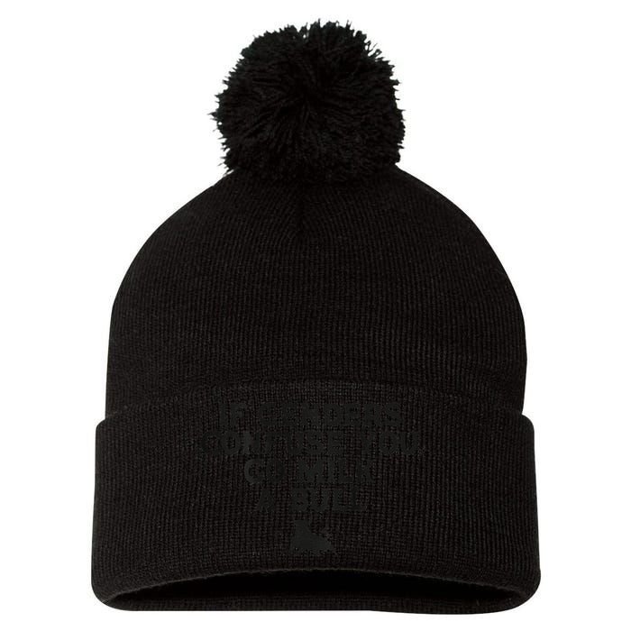 On The Back If Genders Confuse You Go Milk A Bull Meme Pom Pom 12in Knit Beanie
