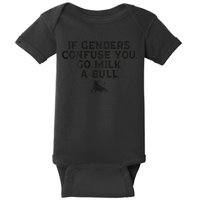 On The Back If Genders Confuse You Go Milk A Bull Meme Baby Bodysuit