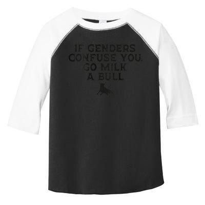 On The Back If Genders Confuse You Go Milk A Bull Meme Toddler Fine Jersey T-Shirt