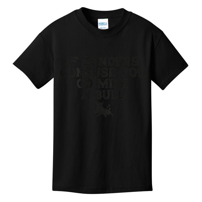 On The Back If Genders Confuse You Go Milk A Bull Meme Kids T-Shirt