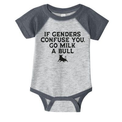 On The Back If Genders Confuse You Go Milk A Bull Meme Infant Baby Jersey Bodysuit