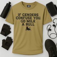 On The Back If Genders Confuse You Go Milk A Bull Meme Performance Shirt