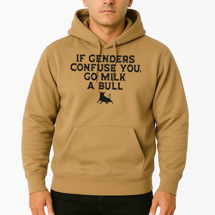 On The Back If Genders Confuse You Go Milk A Bull Meme Hoodie