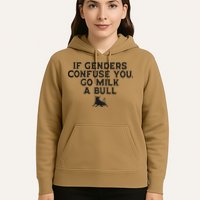 On The Back If Genders Confuse You Go Milk A Bull Meme Hoodie