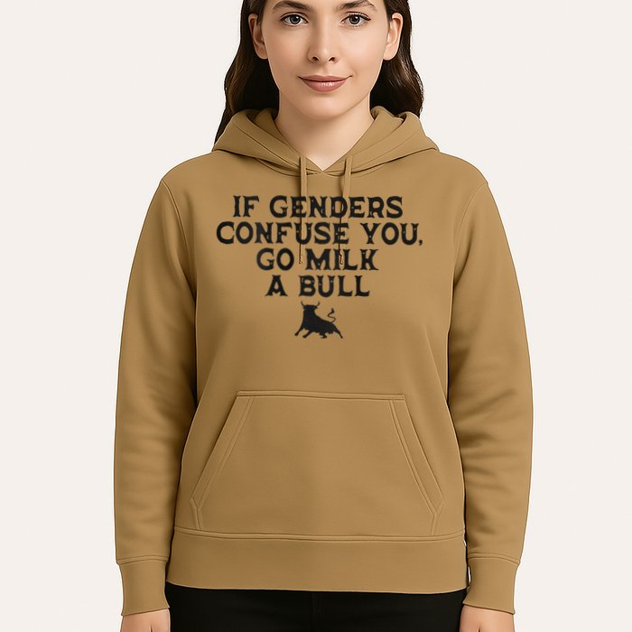 On The Back If Genders Confuse You Go Milk A Bull Meme Hoodie