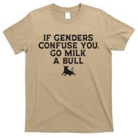 On The Back If Genders Confuse You Go Milk A Bull Meme T-Shirt