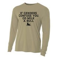 On The Back If Genders Confuse You Go Milk A Bull Meme Cooling Performance Long Sleeve Crew