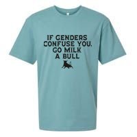 On The Back If Genders Confuse You Go Milk A Bull Meme Sueded Cloud Jersey T-Shirt