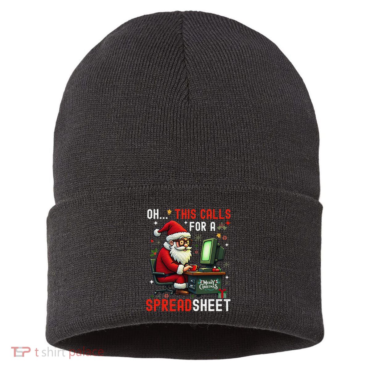 Oh This Calls For A SpreadsheetSanta Analyst In Christmas Gift Sustainable Knit Beanie