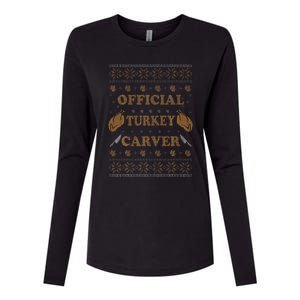 O.fficial Turkey Carver  Funny Thanksgiving Ugly Womens Cotton Relaxed Long Sleeve T-Shirt