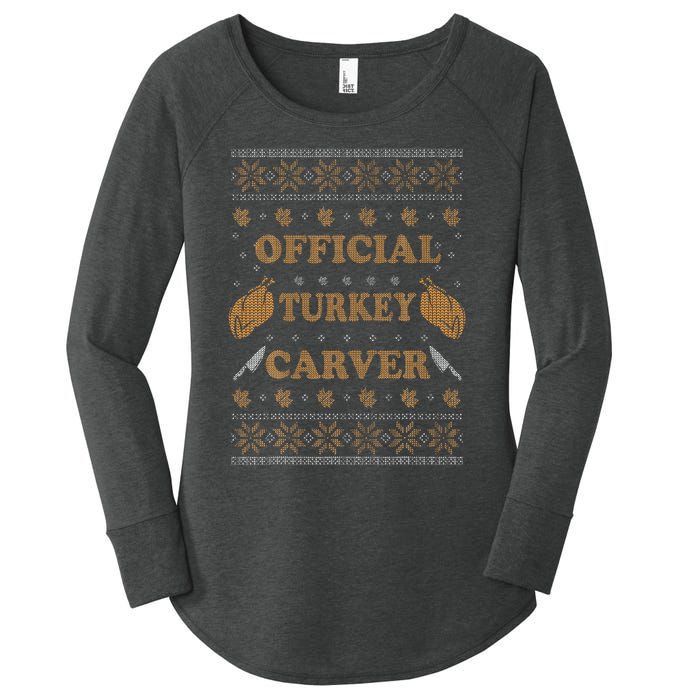 O.fficial Turkey Carver  Funny Thanksgiving Ugly Women's Perfect Tri Tunic Long Sleeve Shirt