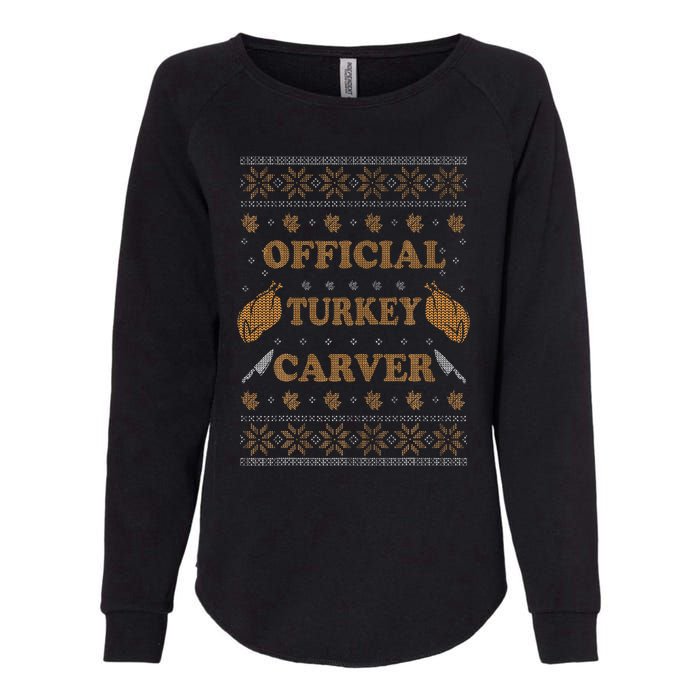 O.fficial Turkey Carver  Funny Thanksgiving Ugly Womens California Wash Sweatshirt