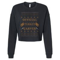 O.fficial Turkey Carver  Funny Thanksgiving Ugly Cropped Pullover Crew