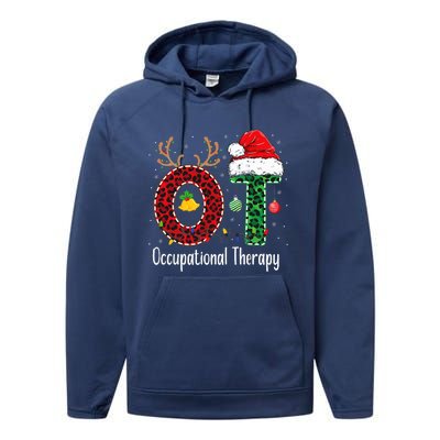 Occupational Therapy Christmas Santa Hat Ot Therapist Performance Fleece Hoodie