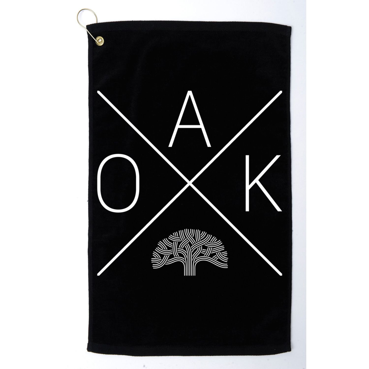 Oak Tree Cross Design (Grey) Gift Oakland California Gift Golf Towel