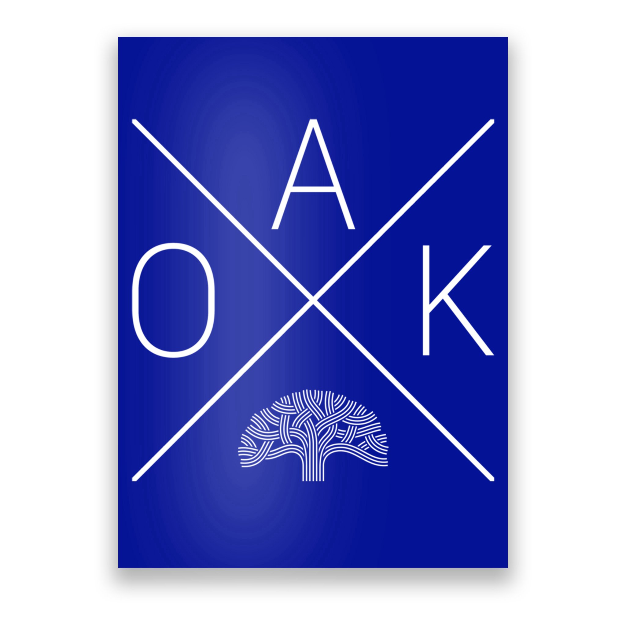 Oak Tree Cross Design (Grey) Gift Oakland California Gift Poster