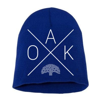 Oak Tree Cross Design (Grey) Gift Oakland California Gift Short Acrylic Beanie