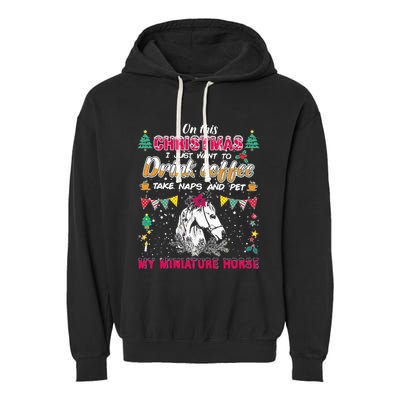 Oh This Christmas I Just Wants To Coffee Horse Gift Garment-Dyed Fleece Hoodie