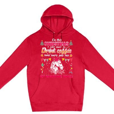 Oh This Christmas I Just Wants To Coffee Horse Gift Premium Pullover Hoodie