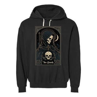 Occult Tarot Card The Death Skeleton Goth Dark Witchcraft Garment-Dyed Fleece Hoodie