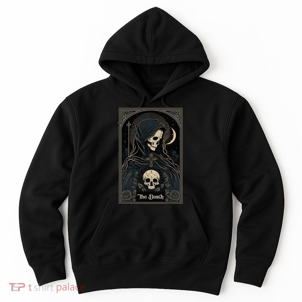 Occult Tarot Card The Death Skeleton Goth Dark Witchcraft Hoodie