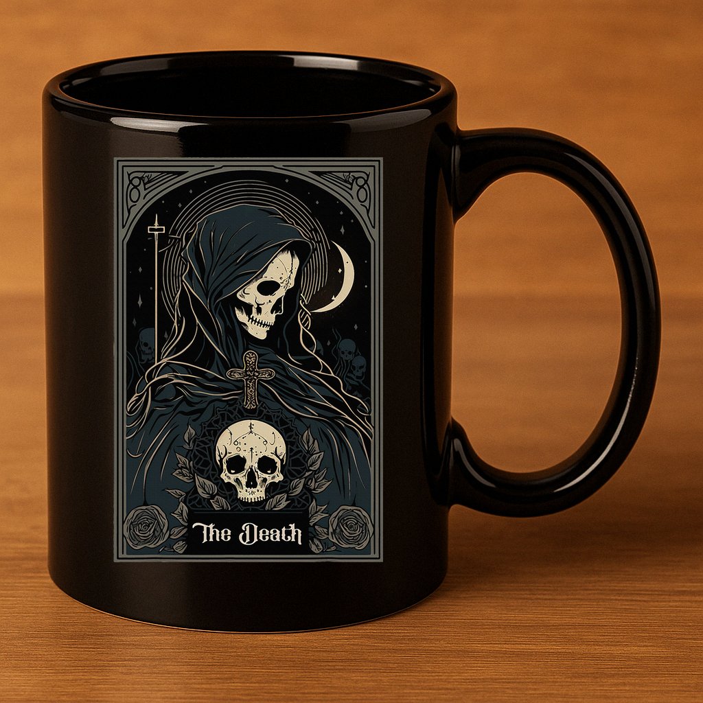 Occult Tarot Card The Death Skeleton Goth Dark Witchcraft 11oz C Handle Ceramic Mug
