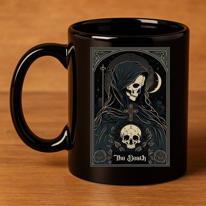 Occult Tarot Card The Death Skeleton Goth Dark Witchcraft 11oz C Handle Ceramic Mug