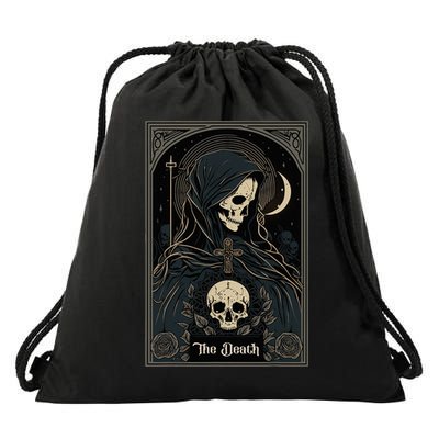 Occult Tarot Card The Death Skeleton Goth Dark Witchcraft Drawstring Bag
