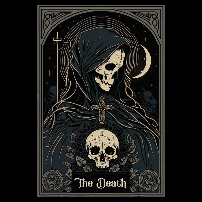 Occult Tarot Card The Death Skeleton Goth Dark Witchcraft Drawstring Bag