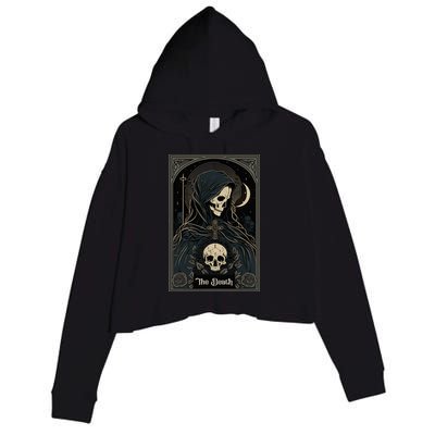 Occult Tarot Card The Death Skeleton Goth Dark Witchcraft Crop Fleece Hoodie