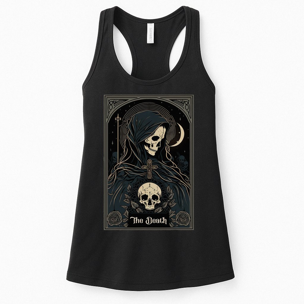 Occult Tarot Card The Death Skeleton Goth Dark Witchcraft Womens Tank Top