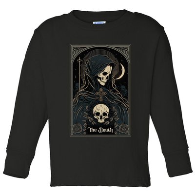 Occult Tarot Card The Death Skeleton Goth Dark Witchcraft Toddler Long Sleeve Shirt