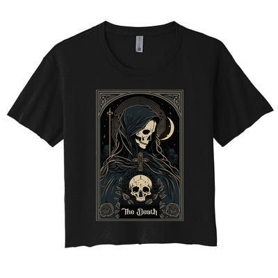 Occult Tarot Card The Death Skeleton Goth Dark Witchcraft Crop Top