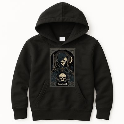 Occult Tarot Card The Death Skeleton Goth Dark Witchcraft Kids Hoodie