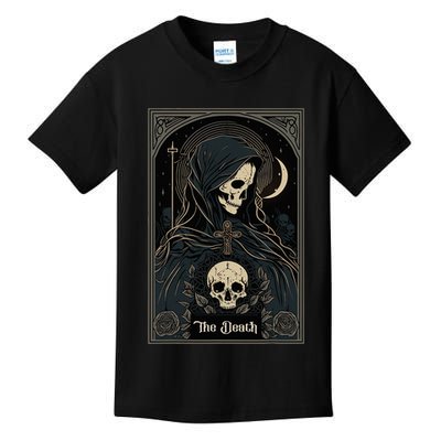 Occult Tarot Card The Death Skeleton Goth Dark Witchcraft Kids T-Shirt