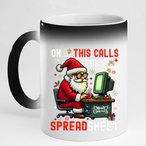 Oh This Calls For A SpreadsheetSanta Analyst In Christmas Sweatshirt 11oz Black Color Changing Mug