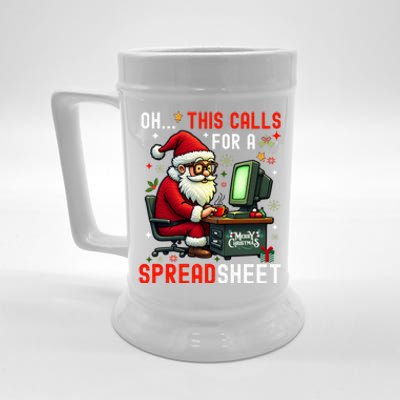 Oh This Calls For A SpreadsheetSanta Analyst In Christmas Sweatshirt Beer Stein