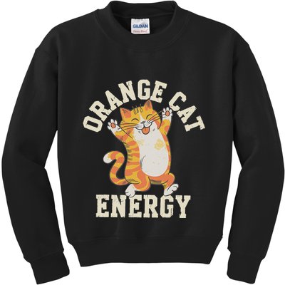Orange Tabby Cat Orange Cat Energy Kids Sweatshirt