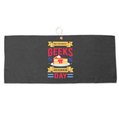 Only The Coolest Geeks Are Born On Pie Day Large Microfiber Waffle Golf Towel