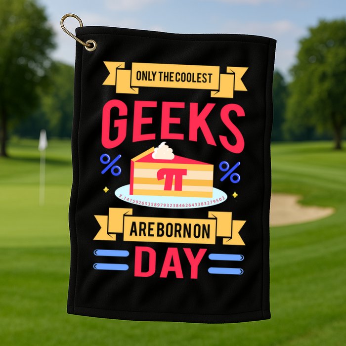Only The Coolest Geeks Are Born On Pie Day Golf Towel