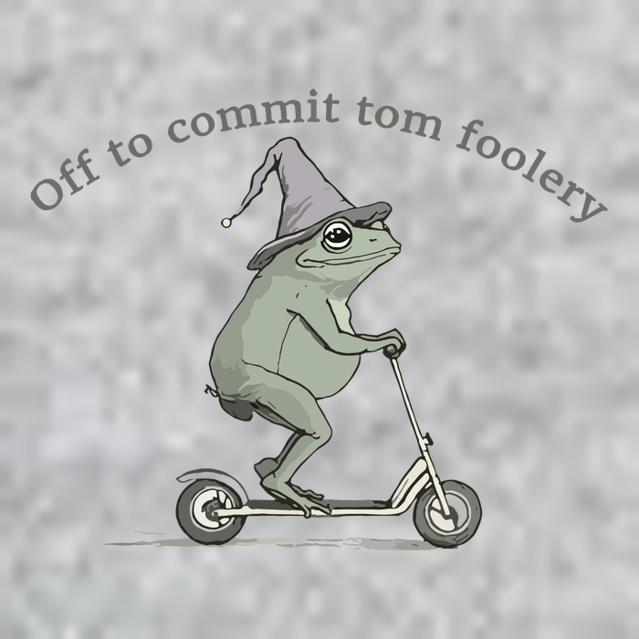 Off To Commit Tom Foolery Frog And Fun Playful Humor V-Neck T-Shirt