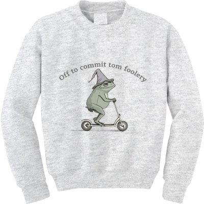 Off To Commit Tom Foolery Frog And Fun Playful Humor Kids Sweatshirt