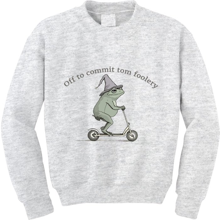 Off To Commit Tom Foolery Frog And Fun Playful Humor Kids Sweatshirt