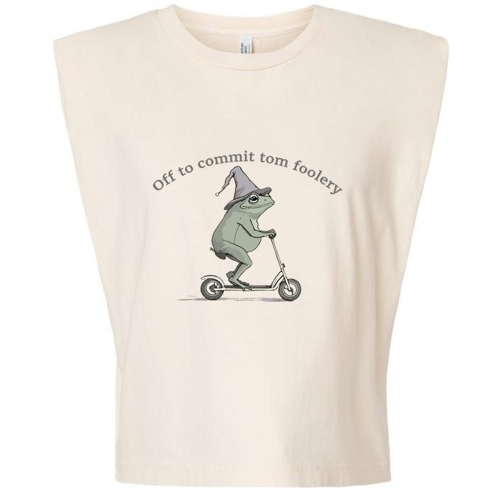 Off To Commit Tom Foolery Frog And Fun Playful Humor Garment-Dyed Women's Muscle Tee