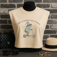 Off To Commit Tom Foolery Frog And Fun Playful Humor Garment-Dyed Women's Muscle Tee