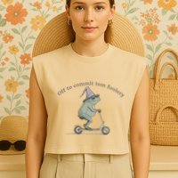 Off To Commit Tom Foolery Frog And Fun Playful Humor Garment-Dyed Women's Muscle Tee